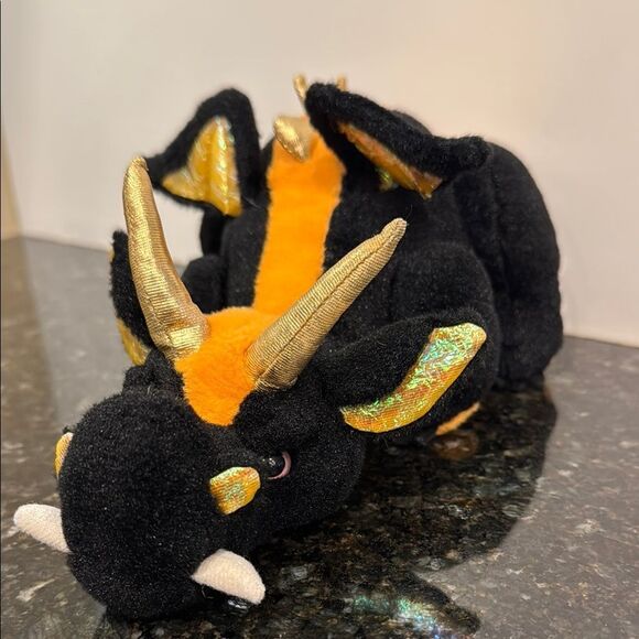 GANZ Webkinz Lava Dragon Black And Orange 10" Plush Stuffed Animal - Picture 1 of 9